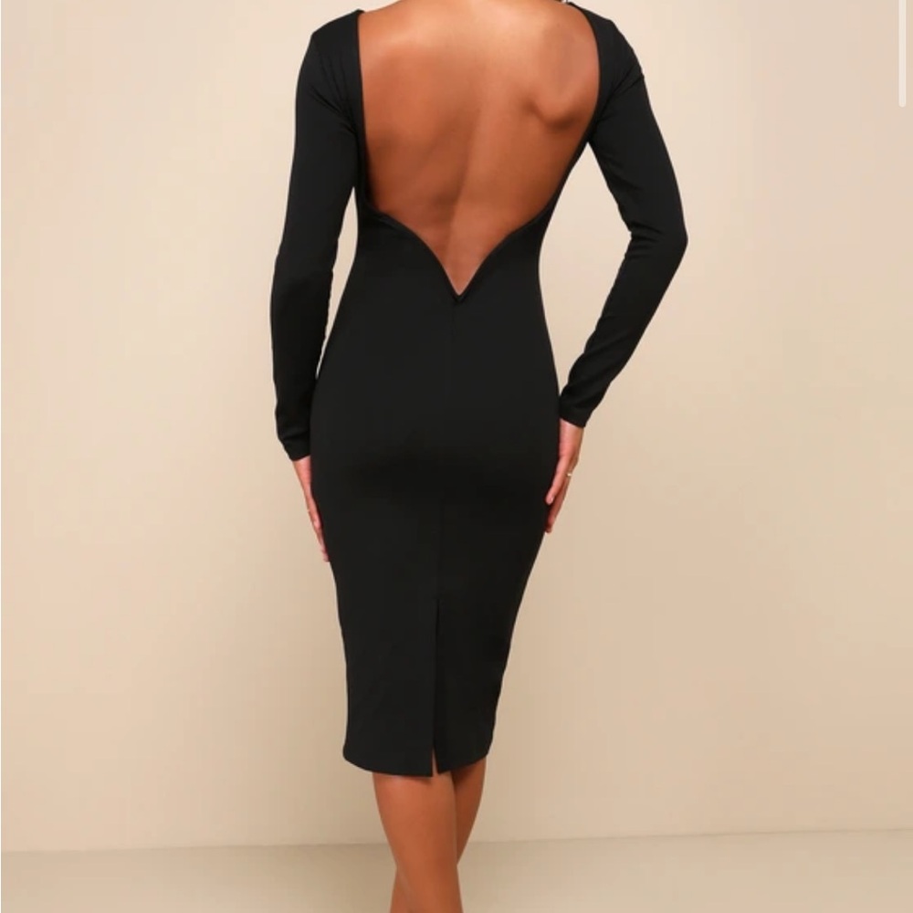 Lulu's Black Long Sleeve Asymmetrical Sheath Dress